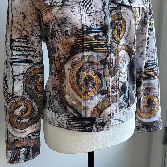 Dolcezza Simply Art Multicolor Abstract-Print Soft Stretch Jacket – US S - Picture 2 of 13